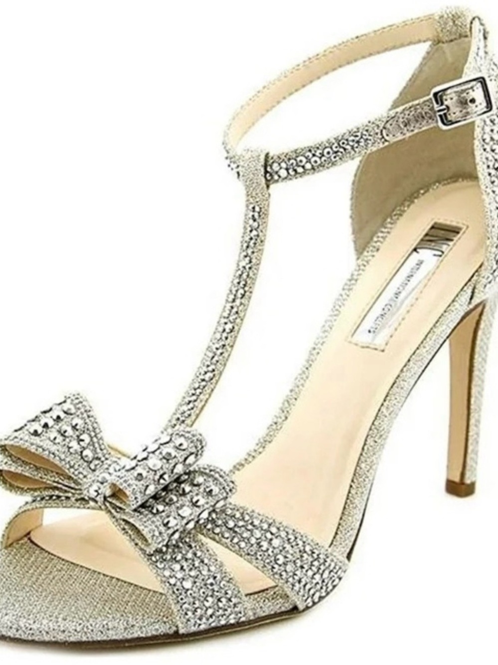 INC Silver and Gold Bling Bow Heels